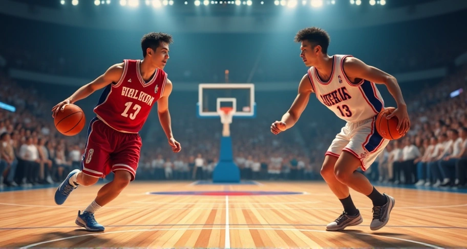 FIBA＆NBAの違いが視覚で伝わるリアルなバスケシーン