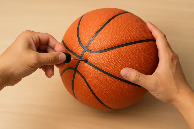バスケットボールの空気抜き方(飛行機対策)。空気入れの針だけでできる?